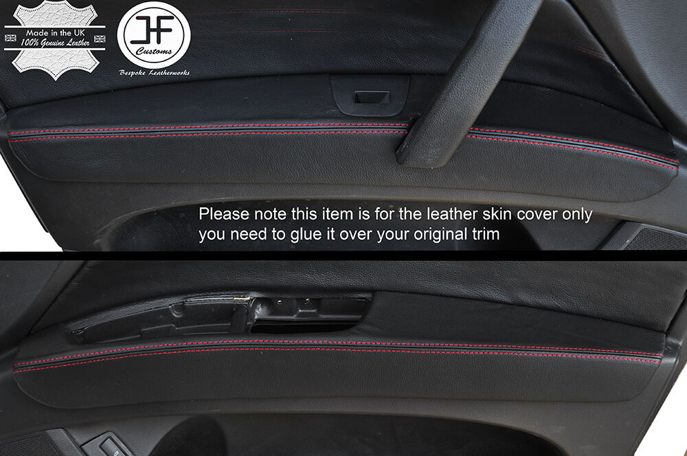 RED STITCH 2X FRONT DOOR ARMREST LEATHER COVERS FITS AUDI Q7 4L 2006-2015