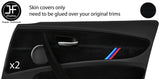 BLACK STITCH TRI STRIPE 2X FRONT DOOR CARD TRIM SUEDE COVERS FOR BMW 1 E87 04-12