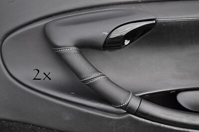 FITS PORSCHE 986 996 2X DOOR HANDLE LEATHER COVERS white stitch CUSTOM NEW