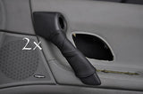 FITS RENAULT LAGUNA 2001-2005 2X DOOR HANDLE COVERS BLACK LTHR  black stitching