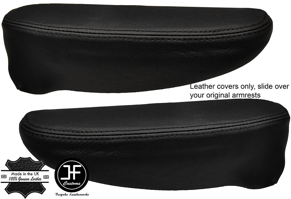 BLACK STITCH 2X SEAT ARMREST LEATHER COVERS FITS CHRYSLER GRAND VOYAGER 01-08