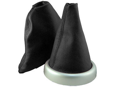 FITS BMW MINI COOPER S ONE  HATCHBACK GAITER SET LTHR BLACK STITCHING 2001-2005