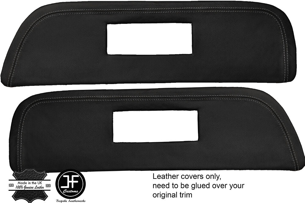 GREY STITCH 2X DOOR CARD INSERT LEATHER COVERS FITS SAAB 900 CLASSIC 78-93