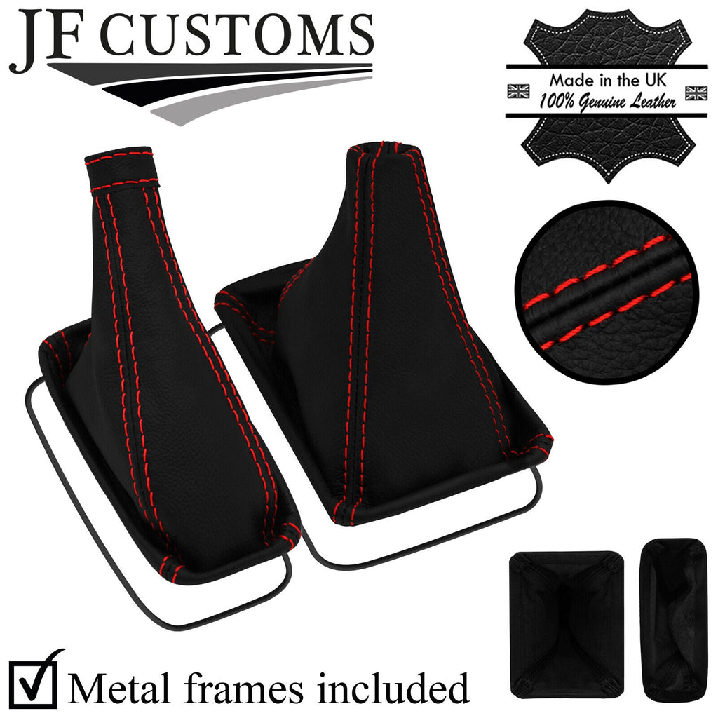 RED STITCH LEATHER GEAR HANDBRAKE + METAL FRAMES FITS NISSAN LAUREL C34 93-97