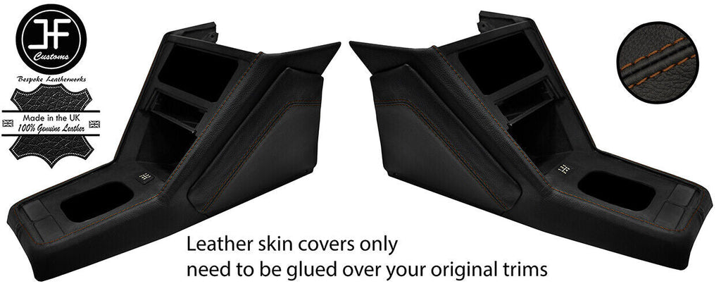 BROWN STITCH 2X KNEE PAD & GEAR SURROUND LEATHER COVERS FOR FIAT X19 X1/9 73-89