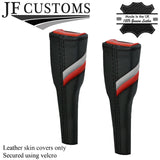 BLACK STITCH SPORT STRIPES 2X SEAT BELT LONG COVERS FOR AUDI Q2 2016-2022