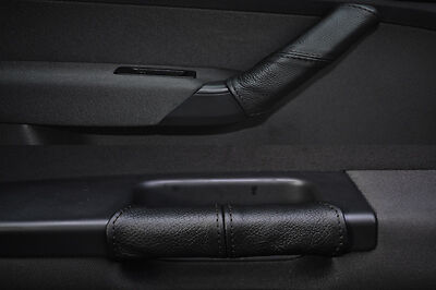 BLACK STITCHING FITS VW CADDY MAXI 2011+ 2X FRONT DOOR HANDLE LEATHER COVERS