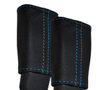 BLUE STITCH FITS MG ZT & ROVER 75 99-05 2X SEAT BELT STALK LEATHER COVERS