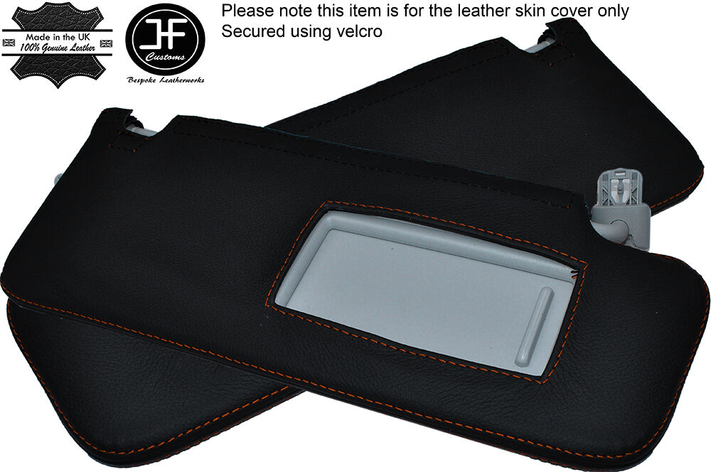 ORANGE STITCHING 2X SUN VISORS LEATHER COVERS FITS SEAT LEON MK3 5F FR 2013-2016