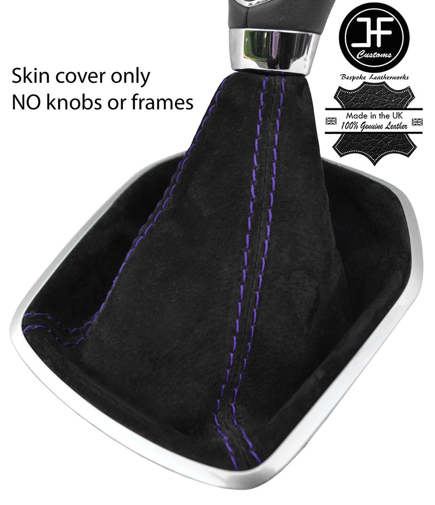 PURPLE STITCHING REAL SUEDE MANUAL GEAR GAITER FOR FORD FIESTA MK9 2013-2017