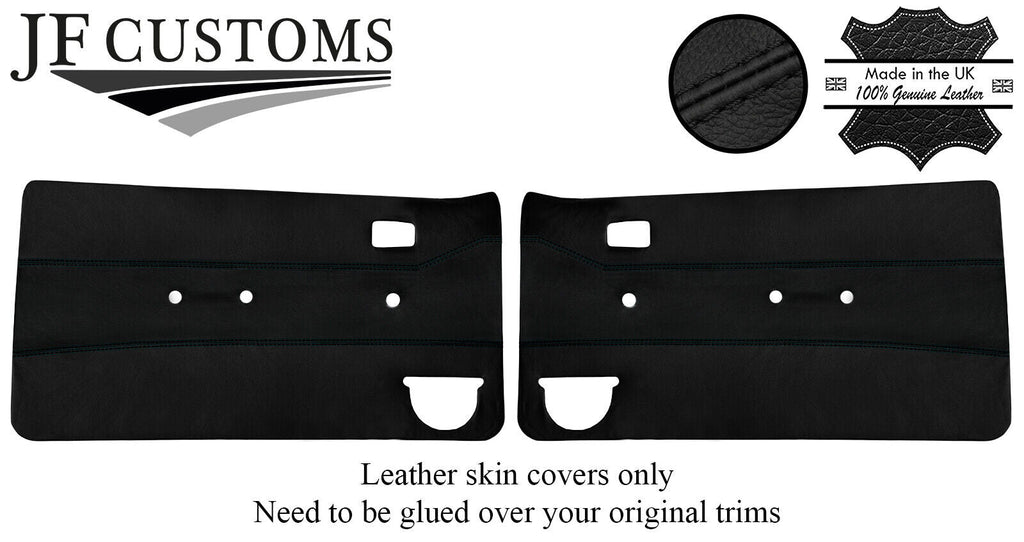 BLACK STITCH LEATHER 2X DOOR CARD COVERS FOR FORD FIESTA MK3 3 DOOR 89-97