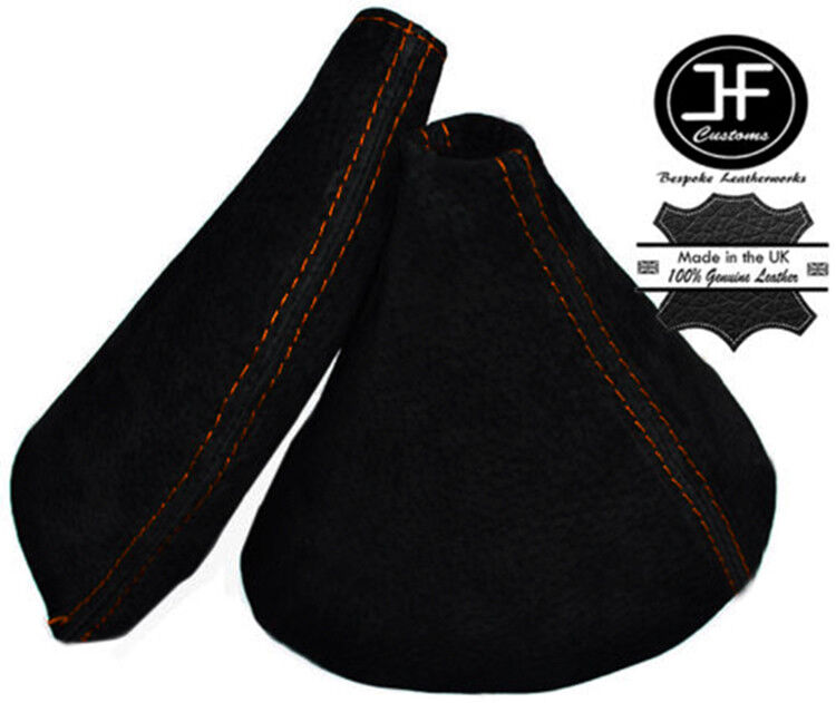 ORANGE DOUBLE STITCH FOR MAZDA MX5 MK3 NC 2005-2012 SUEDE GEAR HANDBRAKE GAITER