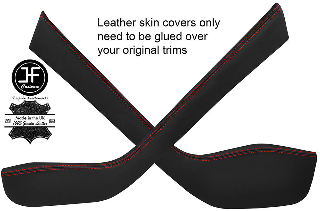 RED STITCH CONSOLE SIDE TRIM NAPPA LEATHER COVERS FITS TESLA MODEL S 85 12-16