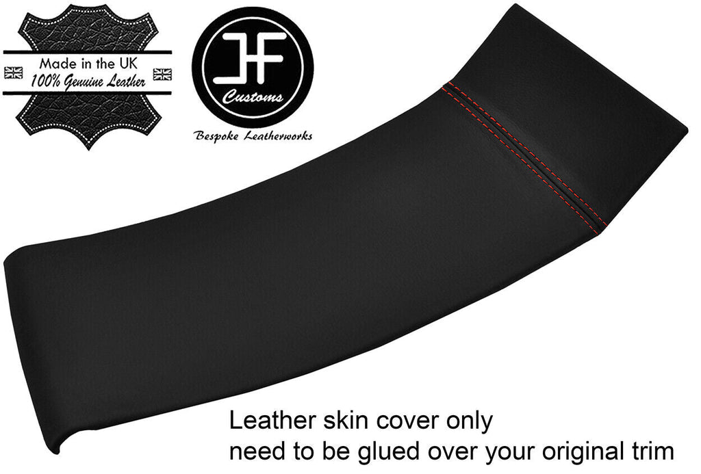 RED STITCH REAR CENTRE CONSOLE TRIM  LEATHER COVER FITS TESLA MODEL S 12-18