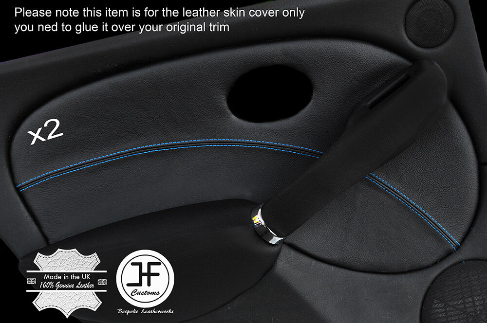 BLUE STITCH 2X REAR DOOR CARD TRIM LEATHER COVERS FITS ROVER 75 & MG ZT 99-05