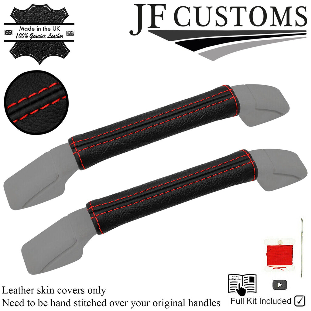 RED STITCH LEATHER 2X ROOF GRAB HANDLE COVER FOR LAND ROVER DISCOVERY MK2 98-04