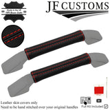 RED STITCH LEATHER 2X ROOF GRAB HANDLE COVER FOR LAND ROVER DISCOVERY MK2 98-04