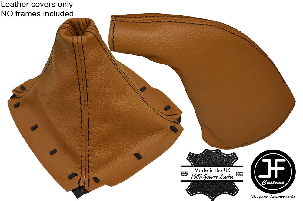 TAN LEATHER BLACK STITCH GEAR & HANDBRAKE GAITER FITS MAZDA MX5 MK1 89-97
