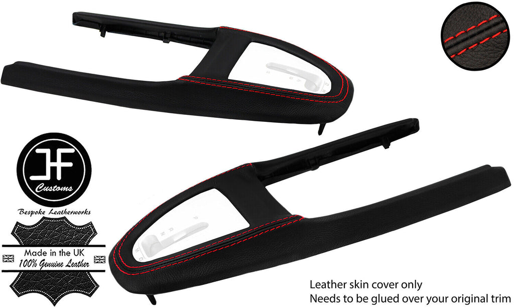 RED STITCH AUTO GEAR SURROUND LEATHER COVER FOR PORSCHE CARRERA 911 997 04-12