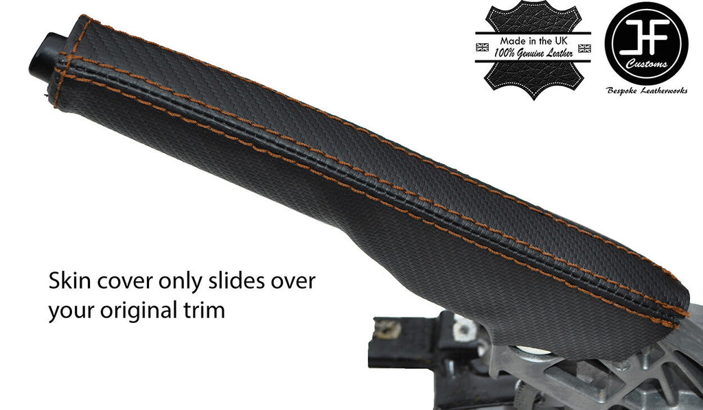 BROWN STITCH CARBON FIBER VINYL HANDBRAKE GAITER FITS VW GOLF MK5 V 03-09