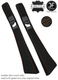 BROWN STITCH 2X B PILLAR REAL LEATHER COVERS FITS MERCEDES W124 E CLASS 83-95