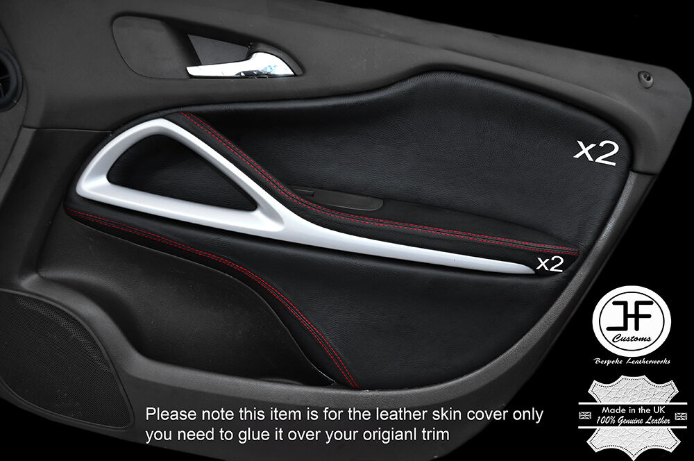 RED STITCH 2X FRONT DOOR CARD TRIM COVERS FITS VAUXHALL OPEL ZAFIRA C 12-16