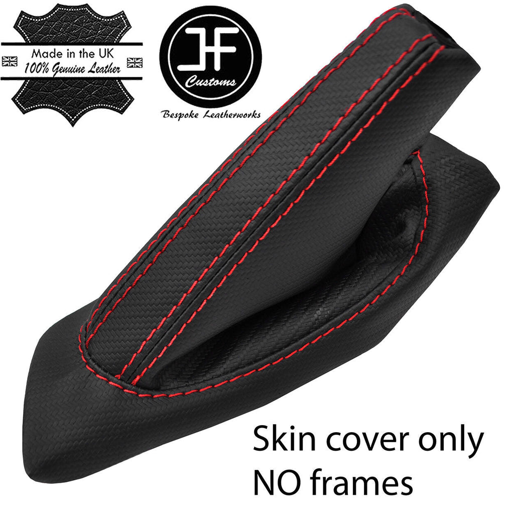 RED STITCH CARBON FIBER VINYL HANDBRAKE GAITER FITS PEUGEOT RCZ 09-16 STYLE 2