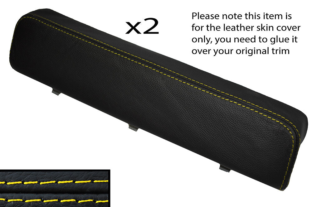 YELLOW STITCH 2X DOOR ARMREST LEATHER COVER FITS ALFA ROMEO GTV SPIDER 916 95-05