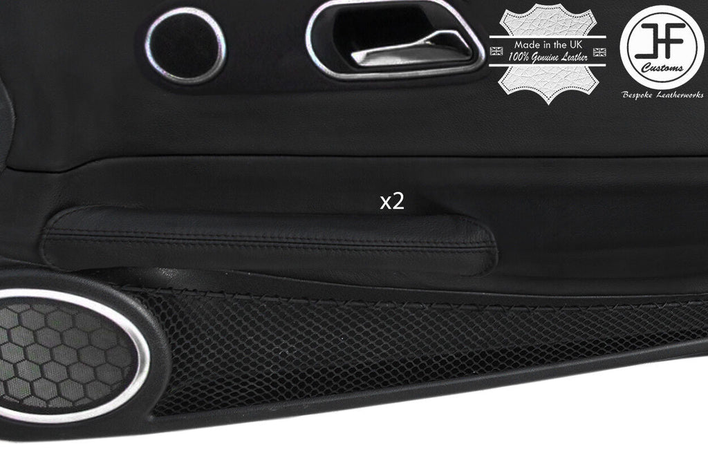 BLACK STITCH 2X DOOR HANDLE LEATHER COVERS FOR CHRYSLER CROSSFIRE 03-08 STYLE 2