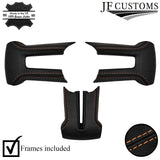 BEIGE STITCH LEATHER COVERED STEERING WHEEL TRIMS+FRAMES FOR FORD MUSTANG 10-14