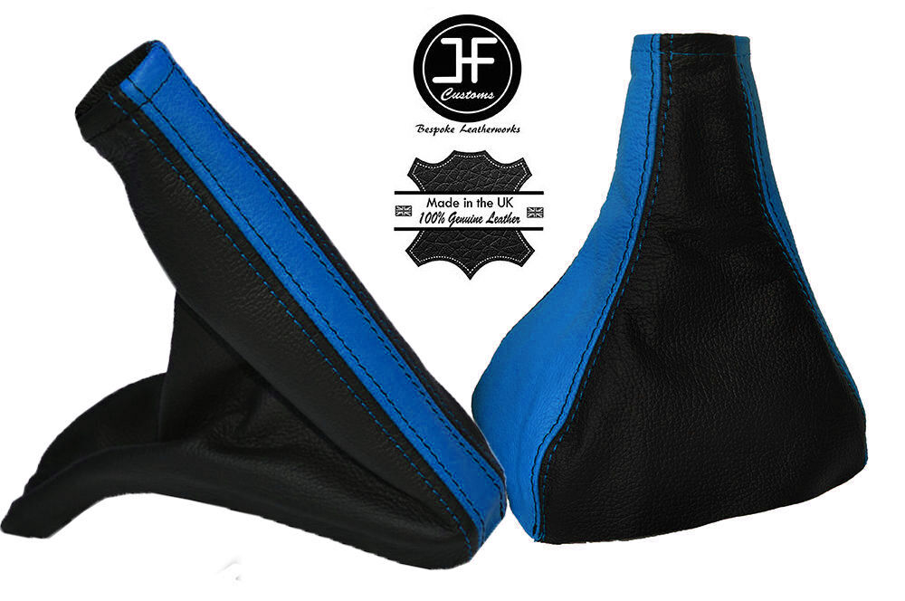 BLUE & BLACK LEATHER GEAR & HANDBRAKE GAITER FITS VAUXHALL ASTRA G IV COUPE
