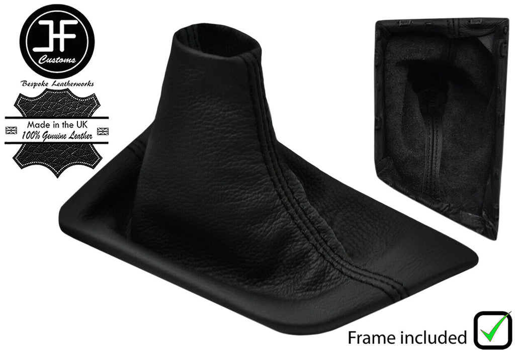 BLACK STITCHING LEATHER GEAR GAITER + PLASTIC FRAME FITS PEUGEOT 3008 MK2 16-19
