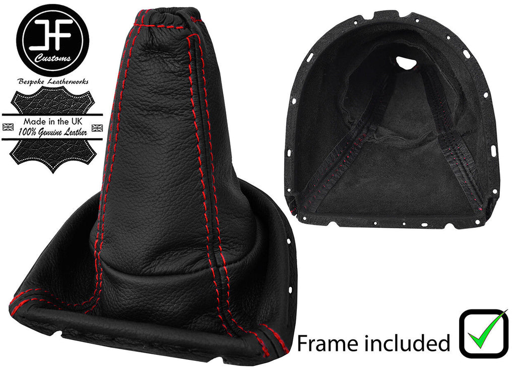 RED STITCH LEATHER GEAR GAITER+PLASTIC FRAME FITS NISSAN X-TRAIL T31 08-14