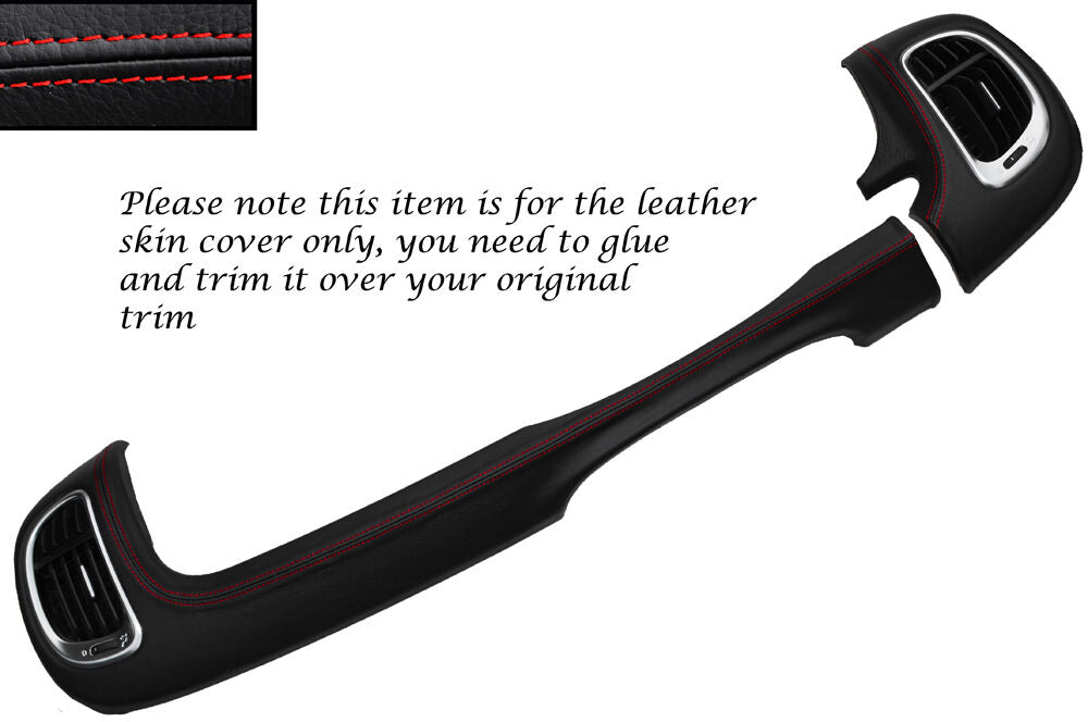 RED STITCH TWO PIECE DASH KIT LEATHER SKIN COVERS FITS FIAT 500 L 2012-2015