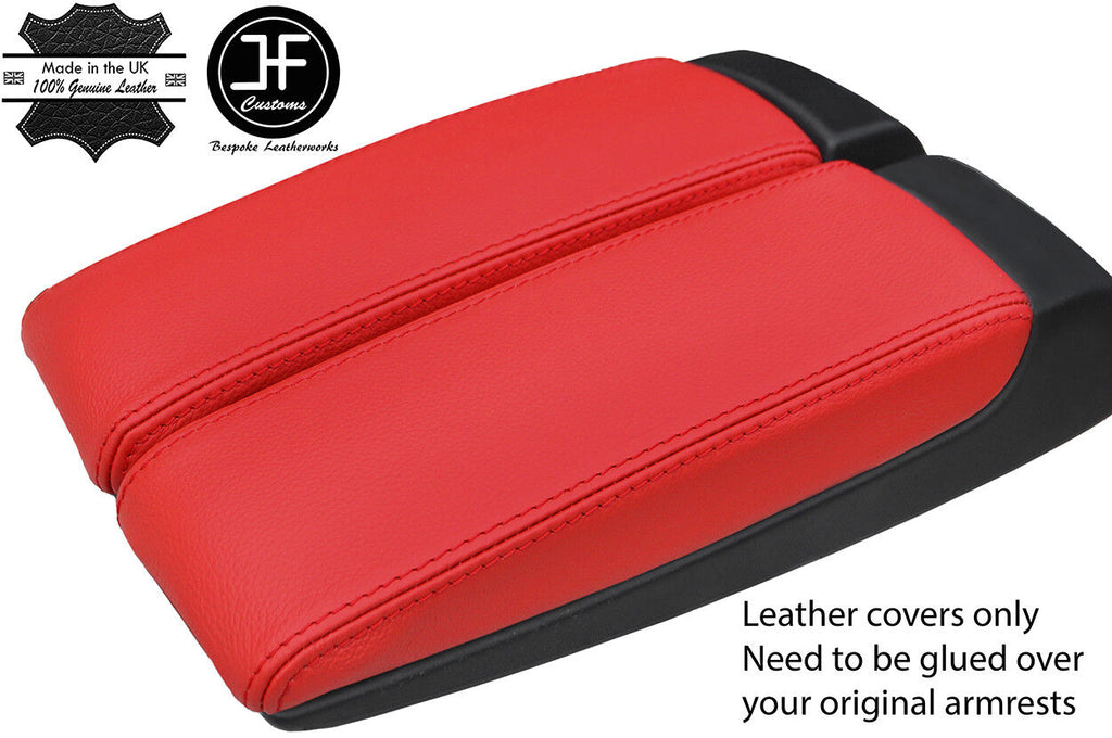 RED GENUINE LEATHER 2X ARMREST LID COVERS FITS AUDI A8 2003-2010 CUSTOM NEW
