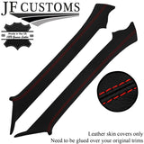 RED STITCH 2X WINDSCREEN PILLAR LEATHER COVER FOR NISSAN 300ZX Z32 90-96 DSG2