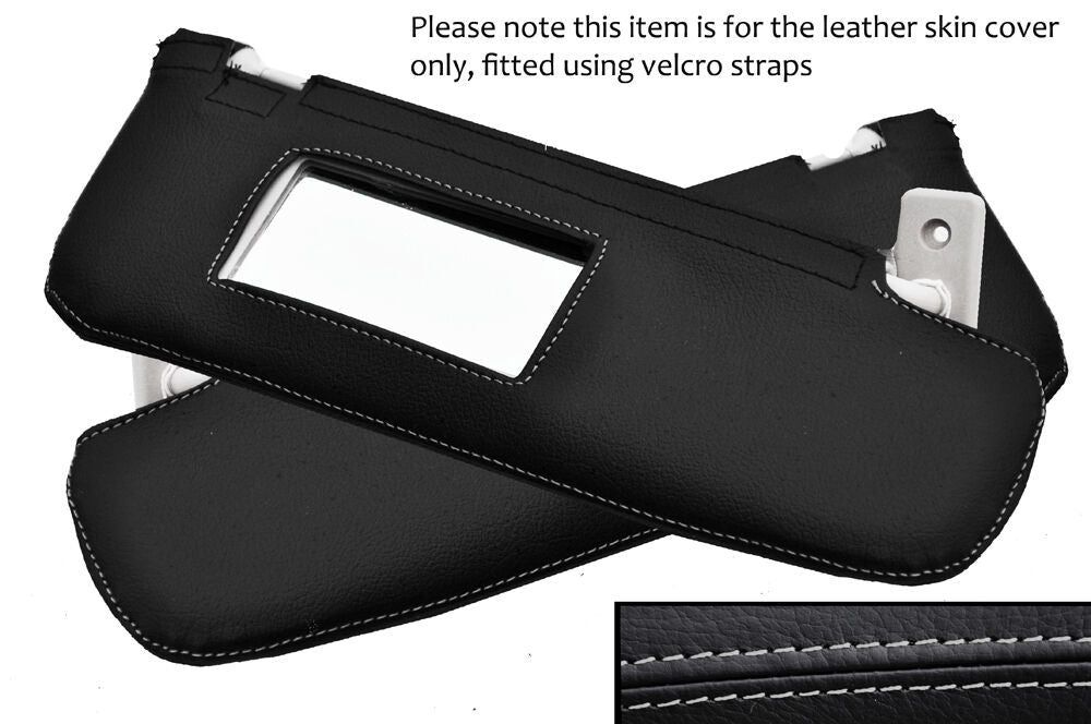 GREY STITCH 2X SUN VISORS LEATHER COVERS FITS FIAT 500 & 500 ABARTH 2007-2013