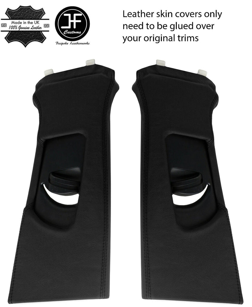 BLACK REAL TOP GRAIN LEATHER 2X UPPER B PILLAR COVERS FITS AUDI Q5 2008-2015