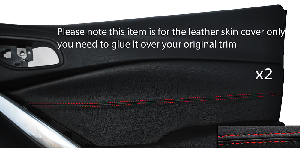 RED STITCH 2X FRONT DOOR CARD TRIM LEATHER SKIN COVERS FITS MAZDA 6 2012-2015