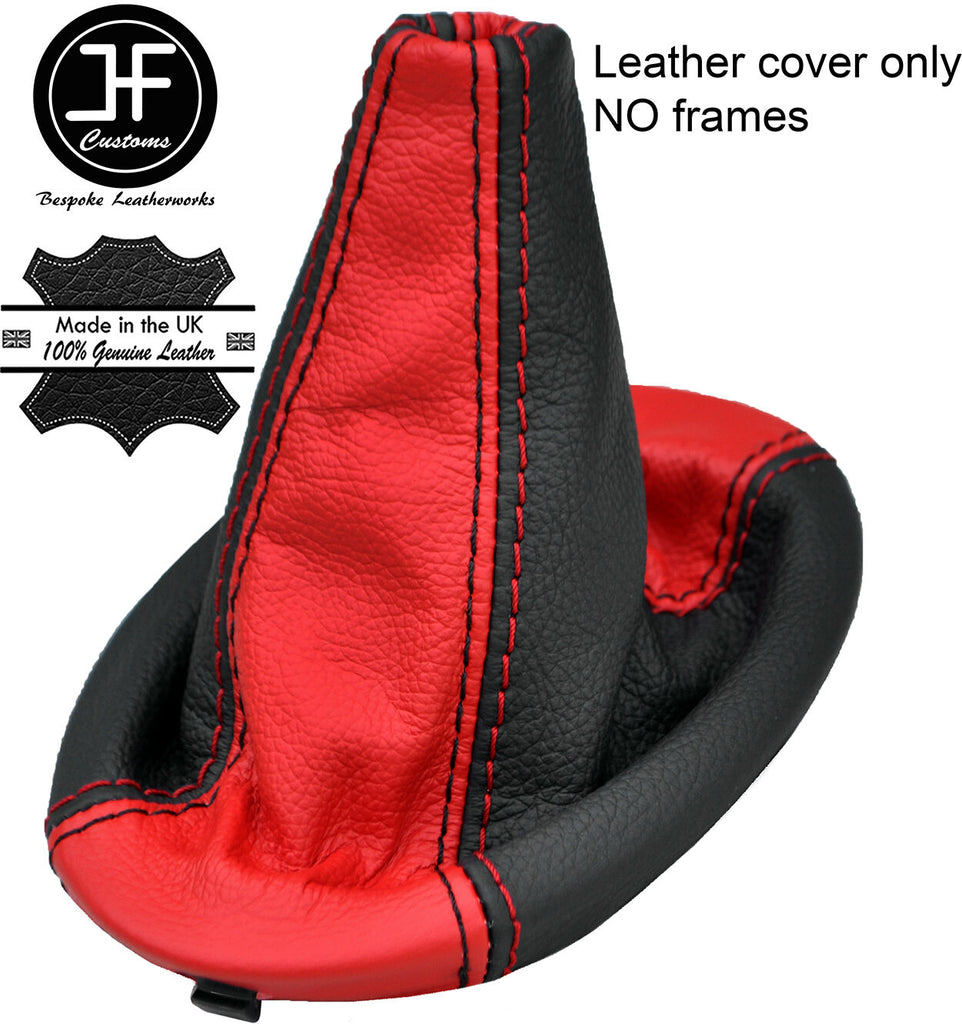 BLACK & RED  REAL LEATHER MANUAL GEAR GAITER FITS KIA PICANTO ZAPP 2004-2010