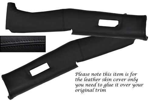 BLACK STITCH FITS TRIUMPH STAG MK1 MK2 2X B POST PILLAR LEATHER SKIN COVERS