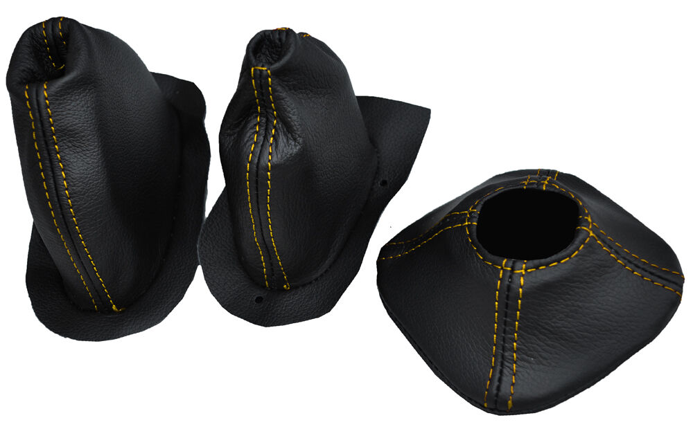YELLOW STITCH GEAR+TRANSFER+HANDBRAKE LEATHER GAITER FITS LAND ROVER SERIES 2A 3