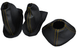 YELLOW STITCH GEAR+TRANSFER+HANDBRAKE LEATHER GAITER FITS LAND ROVER SERIES 2A 3