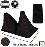 RED STITCH LEATHER 4X4 GEAR GAITER+METAL FRAME FOR TOYOTA 4 RUNNER 84-89 10.5"