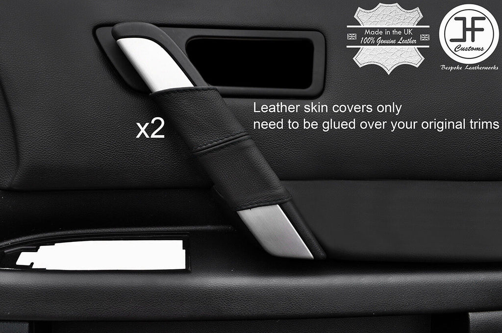 BLACK STITCH 2X FRONT DOOR HANDLE LEATHER COVERS FITS INFINITI FX35 FX45 03-08