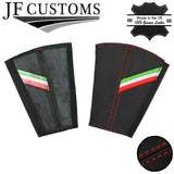 RED STITCH ITALIAN STRIPE 2X SEAT BELT LONG COVERS FOR FIAT 124 SPIDER 16-20
