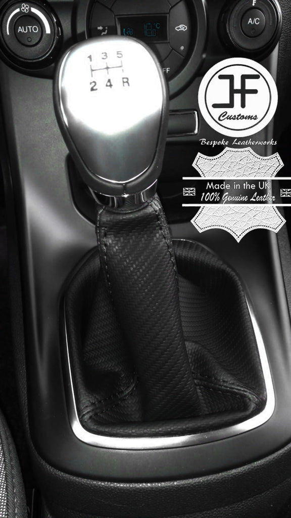 BLACK STITCH CARBON FIBER MANUAL GEAR GAITER FOR FORD FIESTA MK9 2013-2017