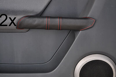 red stitch FITS SMART FORFOUR MERCEDES 2X DOOR HANDLE LEATHER COVERS CUSTOM NEW