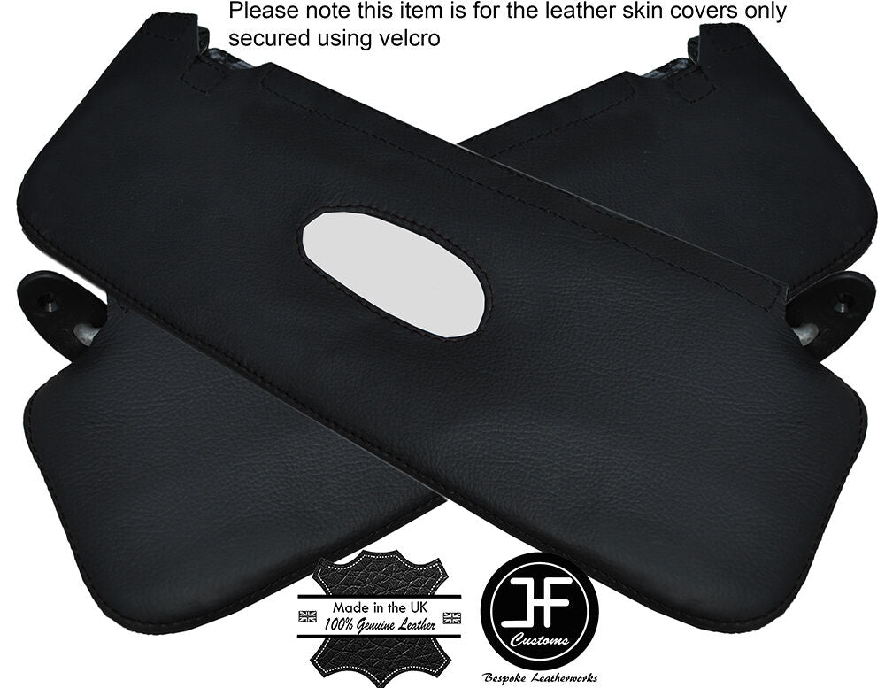 BLACK STITCHING 2X SUN VISORS LEATHER COVERS FITS FIAT 131 EARLY CUSTOM NEW