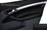 BLACK STITCH 2X FRONT DOOR CARD TRIM LEATHER SKIN COVER FITS SAAB 93 9-3 03-12